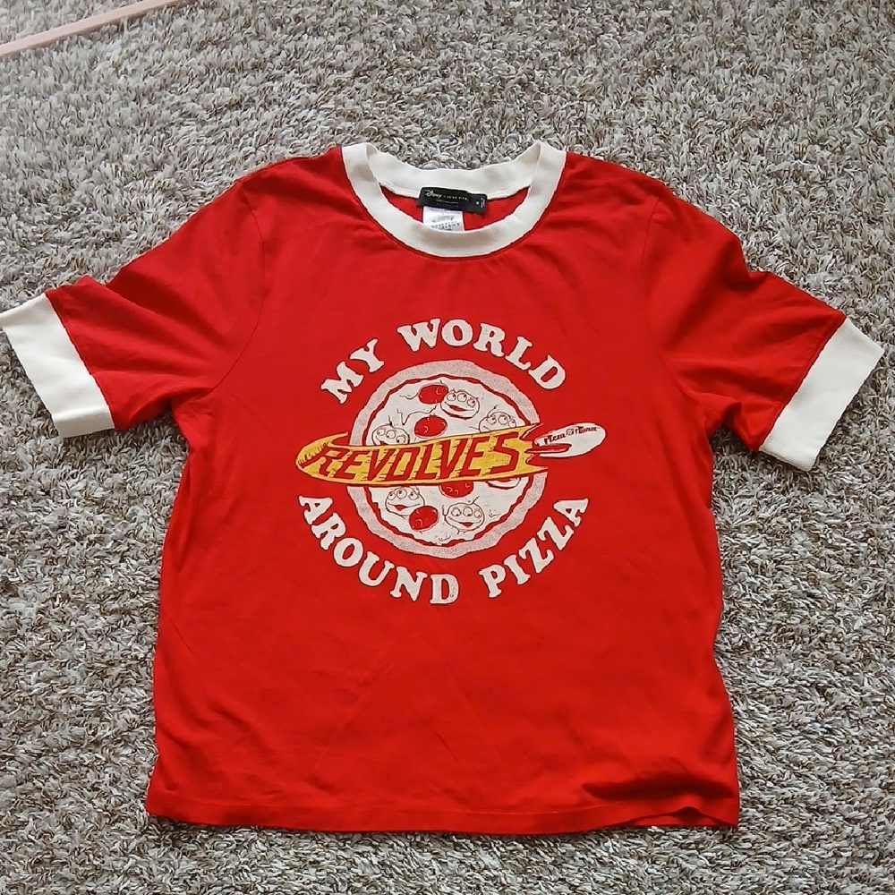 Disney Parks X Junk Food Collav Womens 'My World Around Pizza' Graphic Tee Mediu